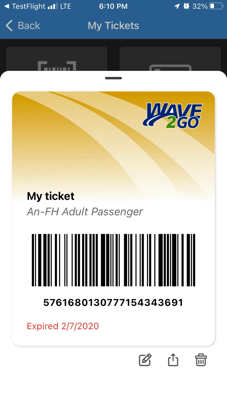 new ticket screen